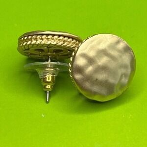 Earrings Gold Tone Metal Post Back Hammered Disc Style New with Tags